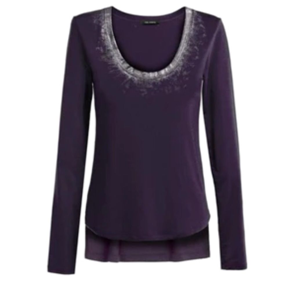 Cop Copine Plum Long Sleeve Top Gunmetal Detail Small